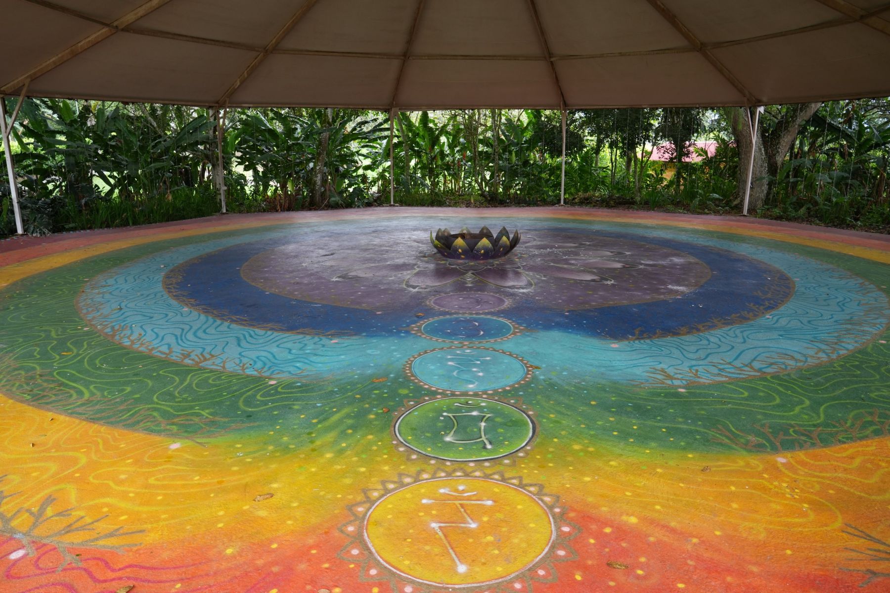 Shala con mandala de chakras